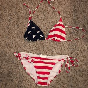 American Flag Triangle String Bikini